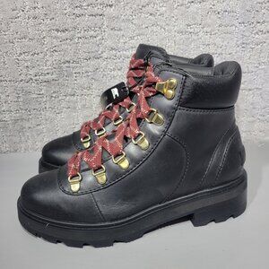 Sorel Lennox Hiker STKD Women's US 6 Black Leather Waterproof Boots LL4020-010